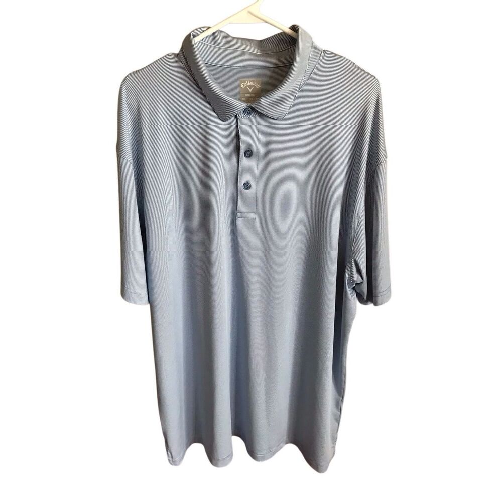 Callaway opti dry golf polo shirt Size XXL blue striped short sl athletic